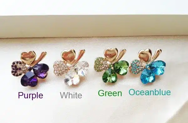 free shipping promotion summer charm top quality Austrian Crystal four leaf clover Brooch 19 colors fashion jewelry accessories 34