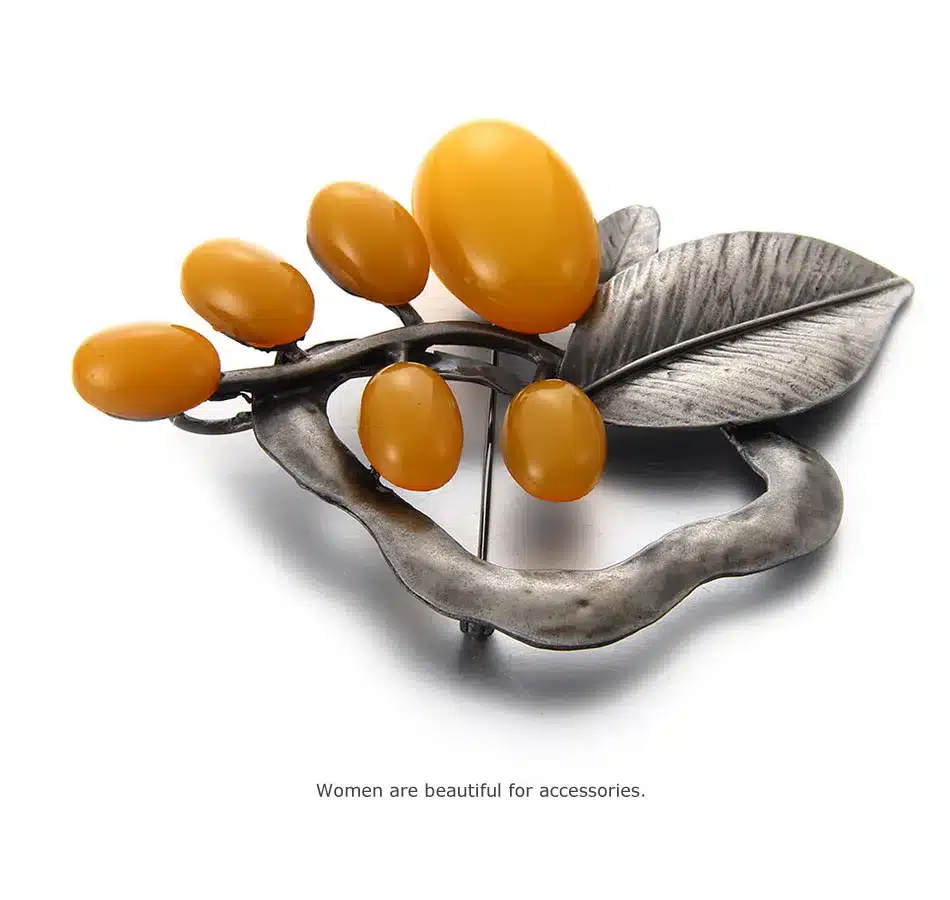 MloveAcc European Vintage Style Leaf Shape Brooches & Pin Neon Yellow Resin Charm Women Collar Brooch Pins Accessories 14