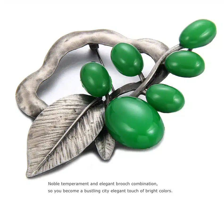 MloveAcc European Vintage Style Leaf Shape Brooches & Pin Neon Yellow Resin Charm Women Collar Brooch Pins Accessories 17