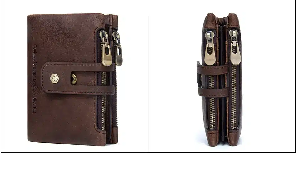 CONTACT'S Genuine Crazy Horse Leather Mens Wallet Man Cowhide Cover Coin Purse Small Brand Male Credit&ID Multifunctional Walets 17