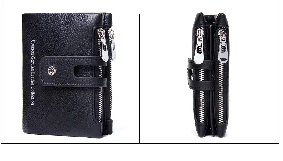 CONTACT'S Genuine Crazy Horse Leather Mens Wallet Man Cowhide Cover Coin Purse Small Brand Male Credit&ID Multifunctional Walets 20