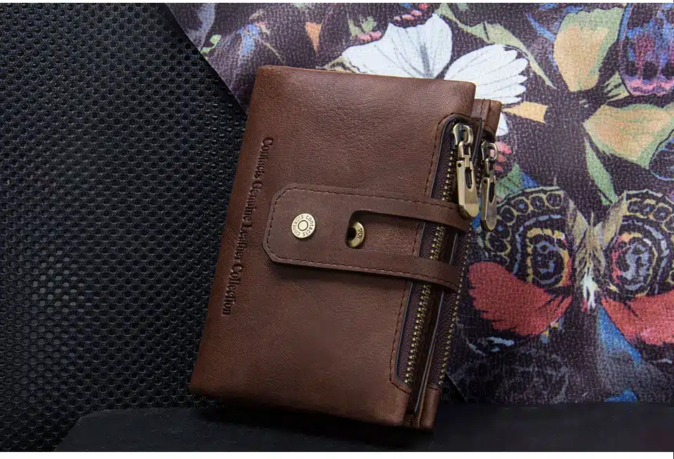 CONTACT'S Genuine Crazy Horse Leather Mens Wallet Man Cowhide Cover Coin Purse Small Brand Male Credit&ID Multifunctional Walets 28