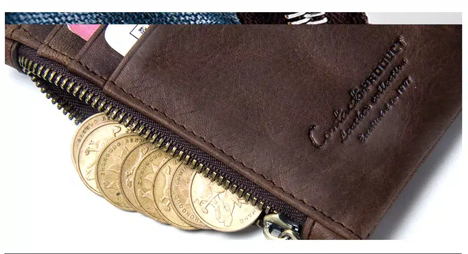 CONTACT'S Genuine Crazy Horse Leather Mens Wallet Man Cowhide Cover Coin Purse Small Brand Male Credit&ID Multifunctional Walets 31