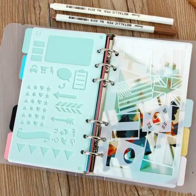 DIY Craft Cutting Dies Bullet Journal Stencil Plastic Planner DIY Drawing Template for A6 Loose Diary Notebook Scrapbook 11