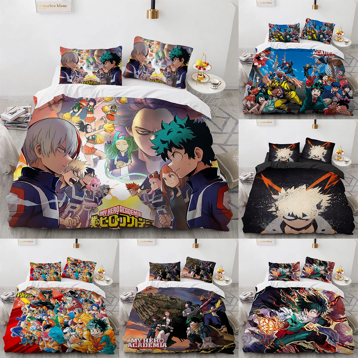 "My Hero Academia" voodipesukomplektid | kujundav pilt e-kaubamaja pildikogust