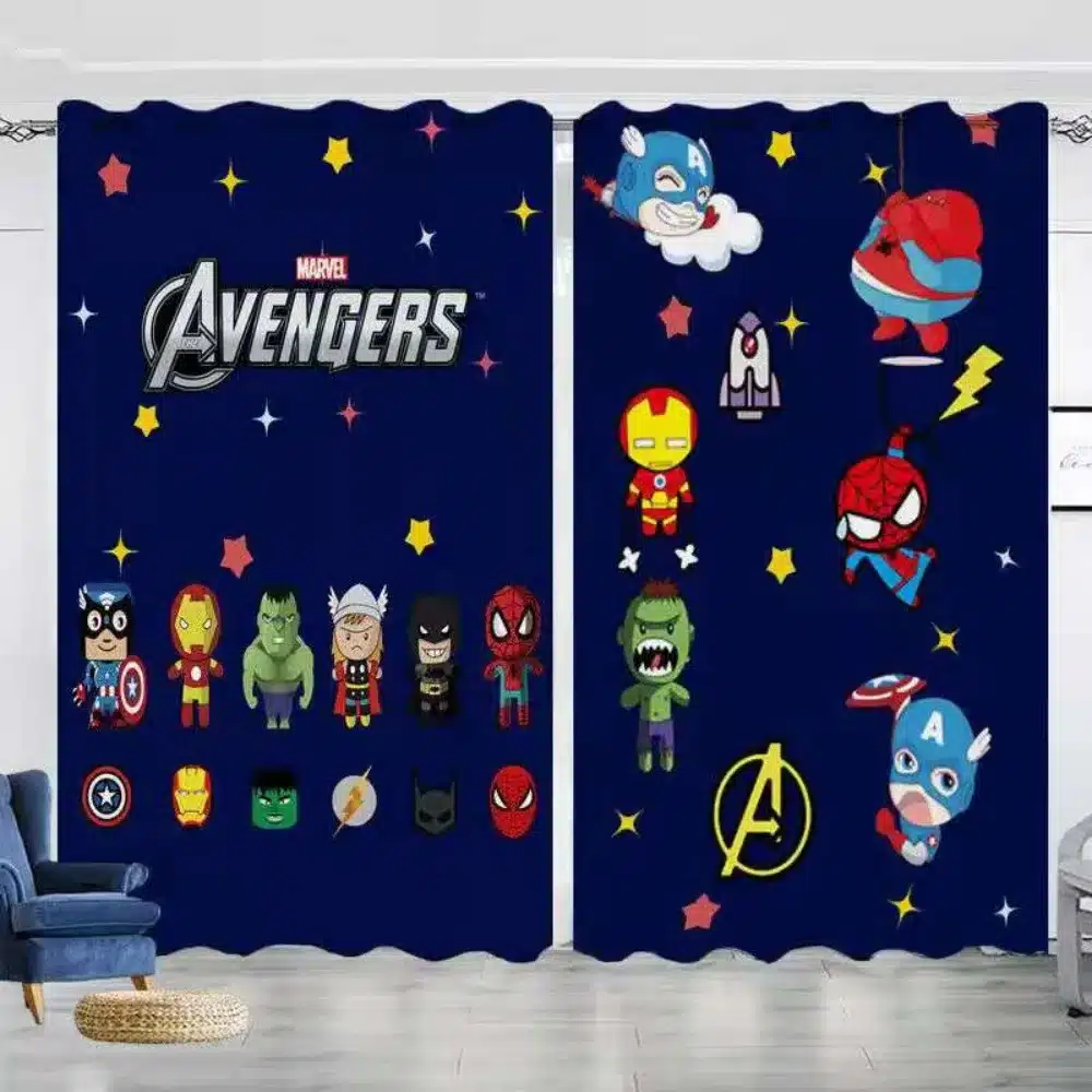 "Marveli" tegelastega kardinad | kujundav pilt e-kaubamaja pildikogust