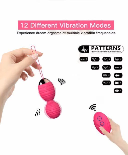 Puldiga juhitavad kegeli kuulid | E-pood Tootemaailm Roosa vibraator 12 vibratsioonirežiimiga, juhtpuldiga ja laadimisjuhtmega