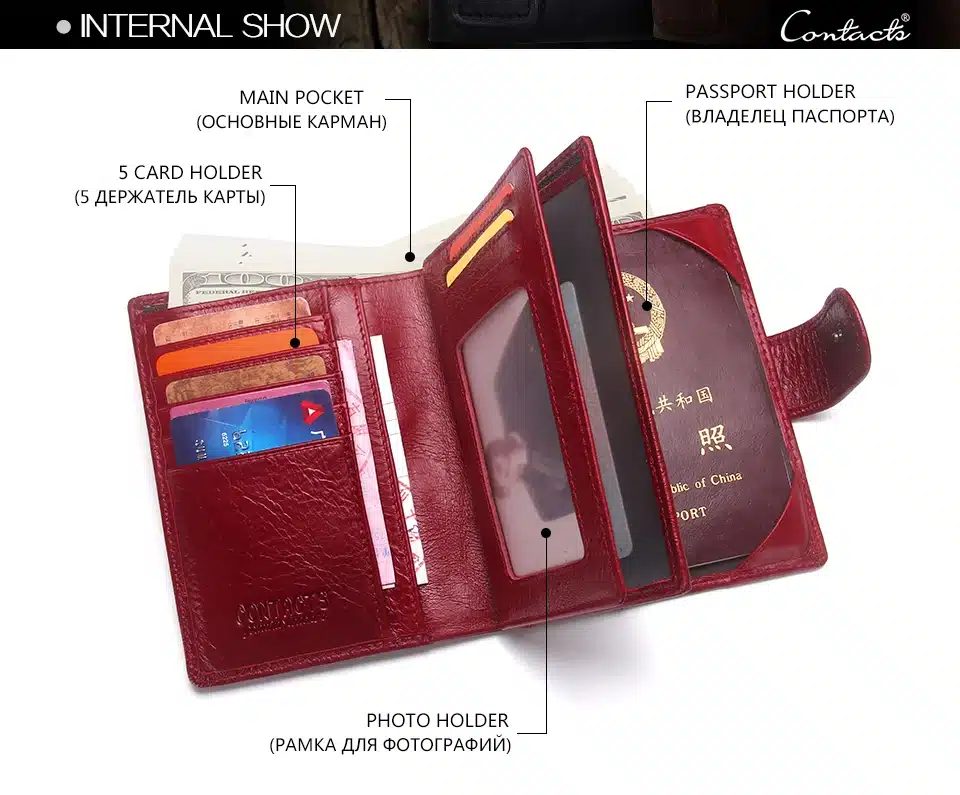 Passport Wallet Genuine Leather Women Travel Wallets Business Card Passport Purse Organizer Driver License Cover Document Holder 20