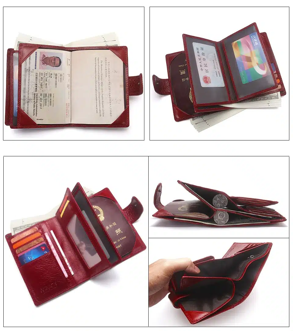 Passport Wallet Genuine Leather Women Travel Wallets Business Card Passport Purse Organizer Driver License Cover Document Holder 29