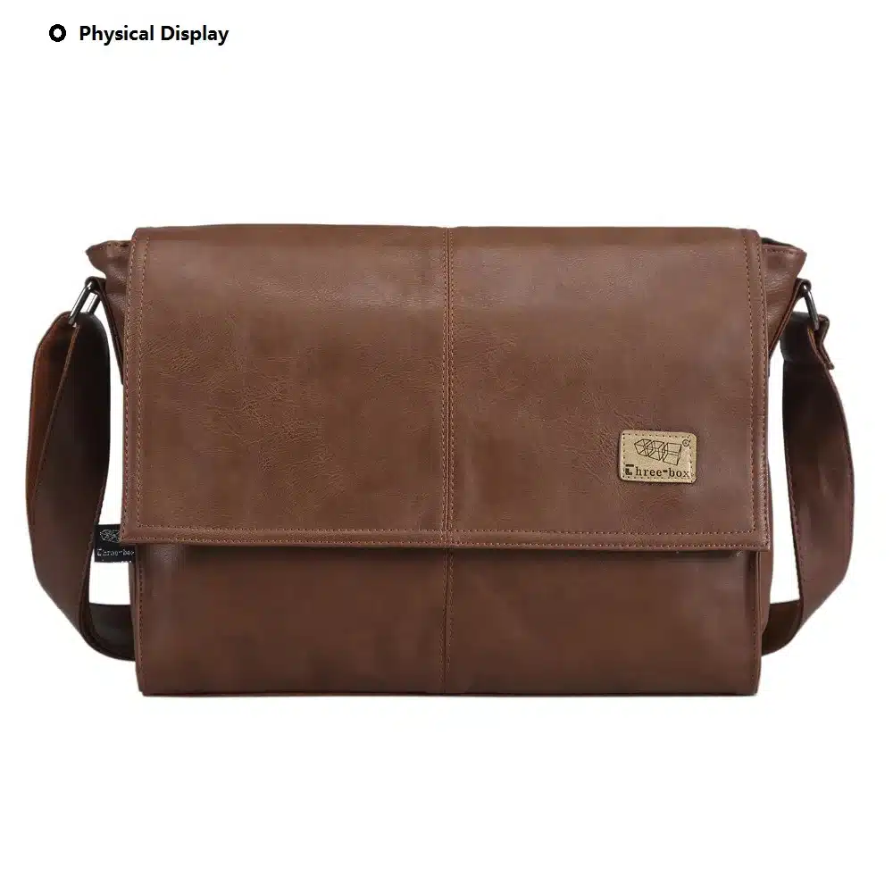 Designer Handbags Men's 14 inch Laptop Bag Male PU Leather Messenger Bags Men Travel School Bags Leisure Shoulder Bags Free Ship 12