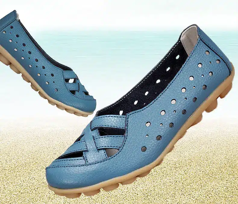 2017 Women's Casual Shoes Genuine Leather Woman Loafers Breathable Summer Shoe Flats with Hollow Out Mother Shoes Big Size 35-44 11