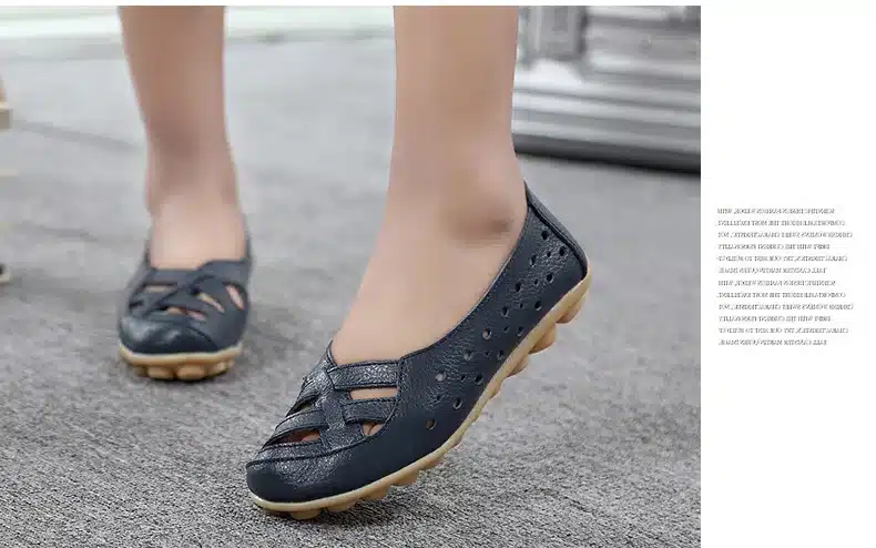 2017 Women's Casual Shoes Genuine Leather Woman Loafers Breathable Summer Shoe Flats with Hollow Out Mother Shoes Big Size 35-44 22