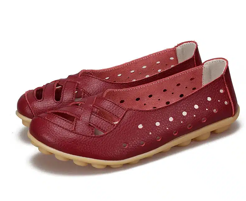 2017 Women's Casual Shoes Genuine Leather Woman Loafers Breathable Summer Shoe Flats with Hollow Out Mother Shoes Big Size 35-44 49