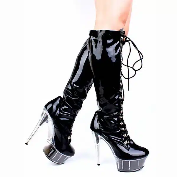 Lacing sexy bride crystal boots 15cm high-heeled shoes steel pipe dance shoes sexy clubbing 6 inch high boots for women 18