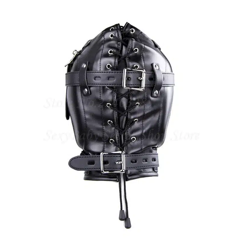 Superior Black PU Leather Bondage Hood Fetish Open Mouth Sex Gag Mask Slave Bdsm Bondage Restraints Erotic Sex Toys for Couples 10