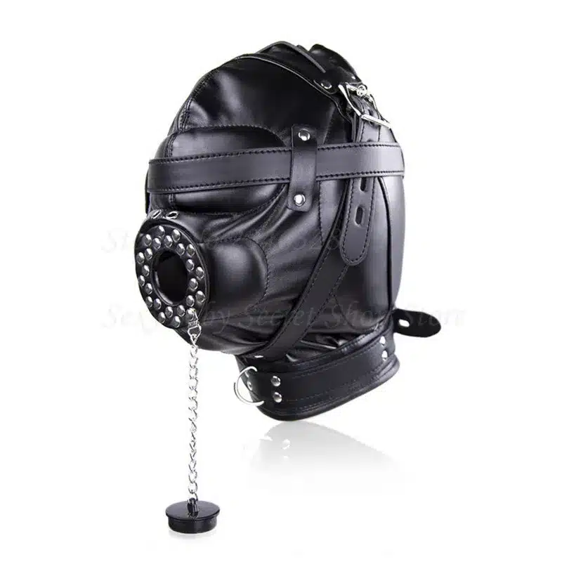 Superior Black PU Leather Bondage Hood Fetish Open Mouth Sex Gag Mask Slave Bdsm Bondage Restraints Erotic Sex Toys for Couples 12