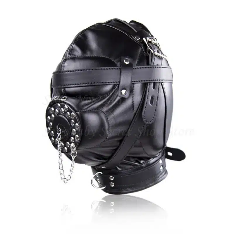 Superior Black PU Leather Bondage Hood Fetish Open Mouth Sex Gag Mask Slave Bdsm Bondage Restraints Erotic Sex Toys for Couples 13