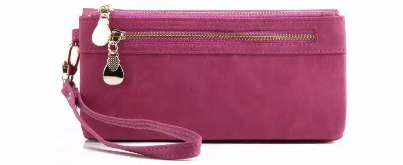 High Capacity Fashion Women Wallets Long Dull Polish PU Leather Wallet Female Double Zipper Clutch Coin Purse Ladies Wristlet 23