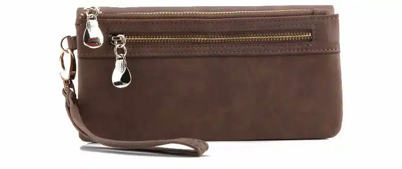 High Capacity Fashion Women Wallets Long Dull Polish PU Leather Wallet Female Double Zipper Clutch Coin Purse Ladies Wristlet 28