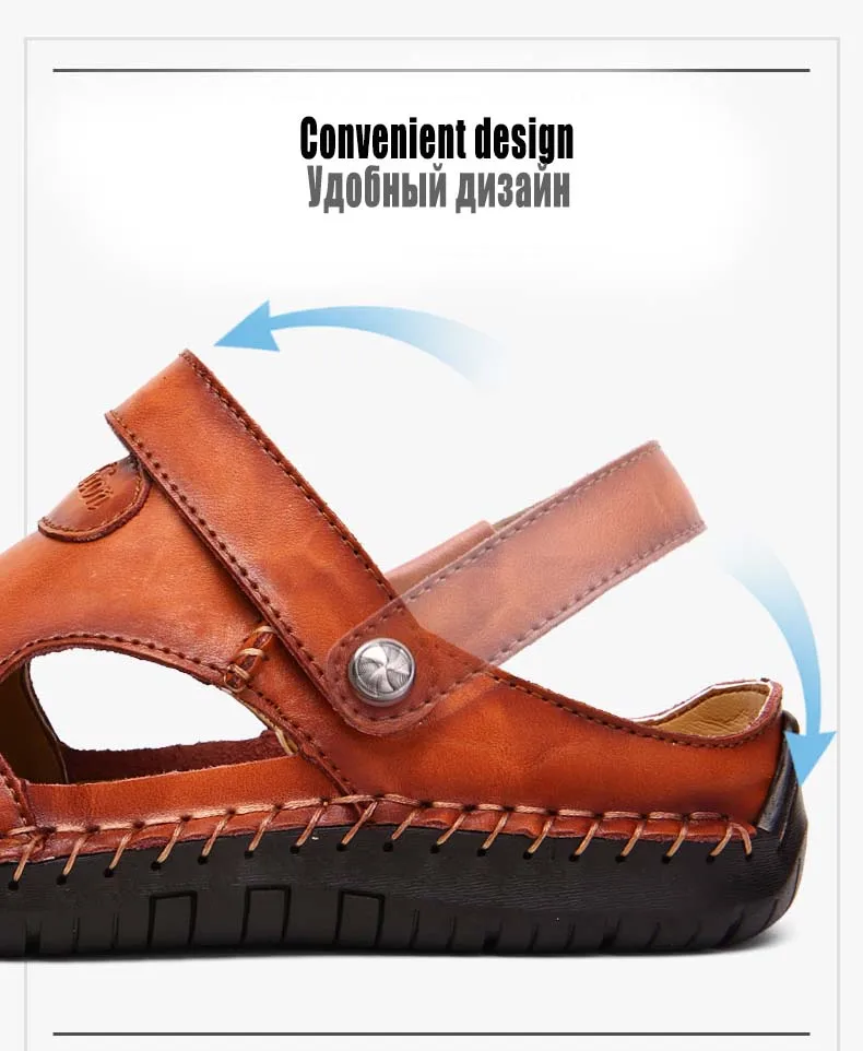 New Genuine Leather Men Sandals Shoes Summer Leisure Beach Men's Sandals High Quality Sandals Slippers Bohemia Big Size 38-48 9