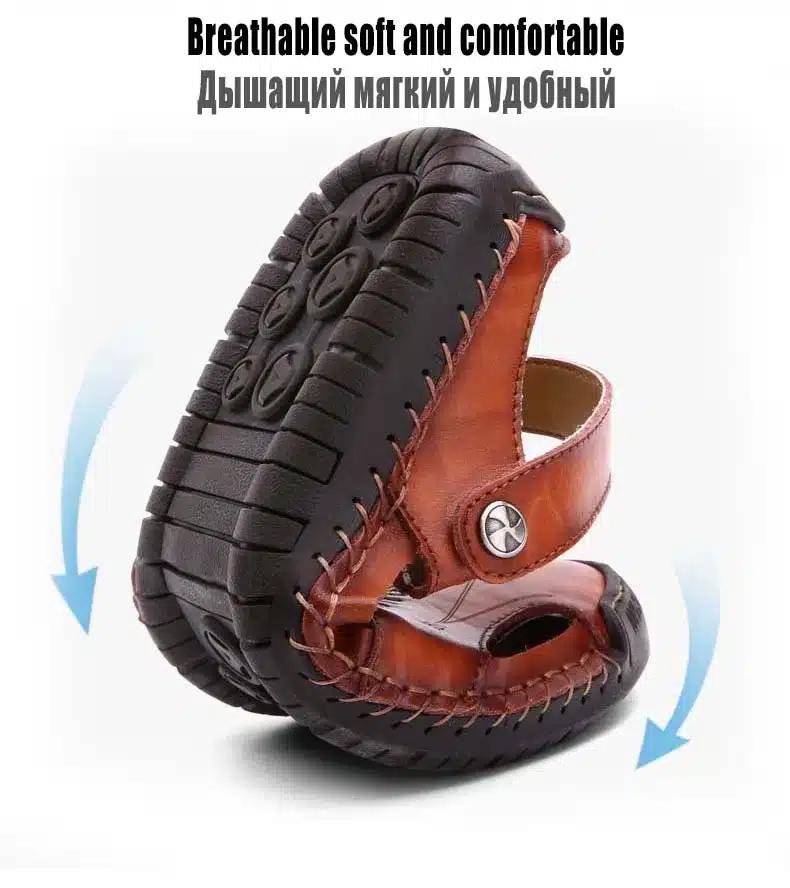 New Genuine Leather Men Sandals Shoes Summer Leisure Beach Men's Sandals High Quality Sandals Slippers Bohemia Big Size 38-48 12