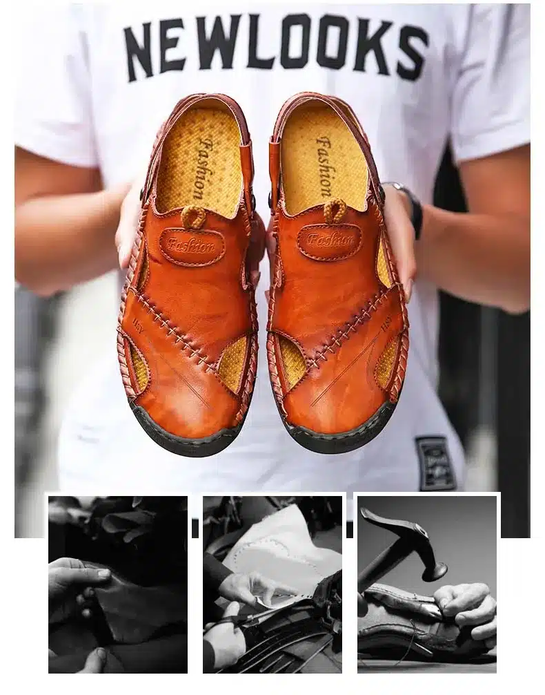 New Genuine Leather Men Sandals Shoes Summer Leisure Beach Men's Sandals High Quality Sandals Slippers Bohemia Big Size 38-48 13