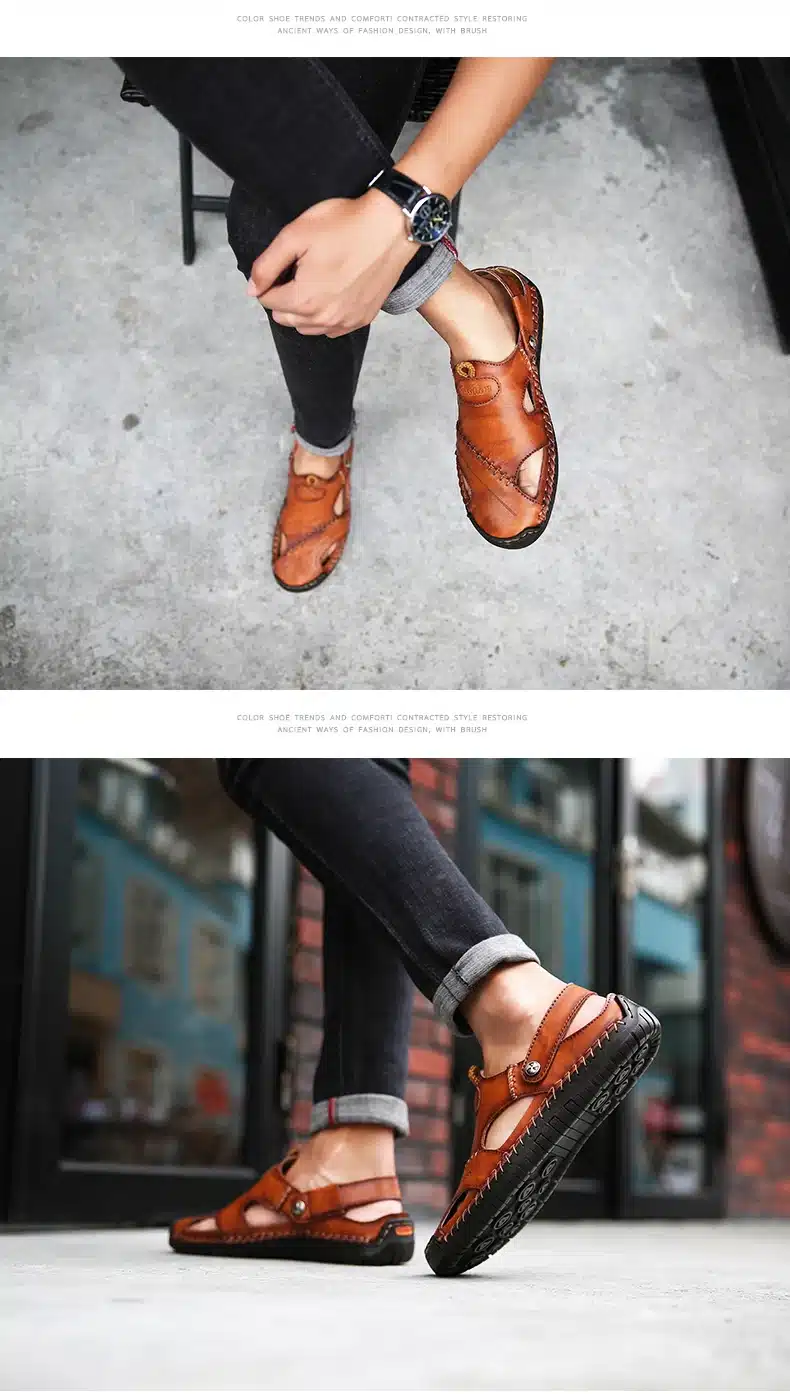 New Genuine Leather Men Sandals Shoes Summer Leisure Beach Men's Sandals High Quality Sandals Slippers Bohemia Big Size 38-48 16