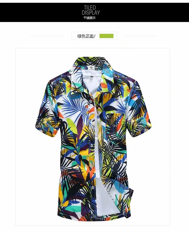 Mens Hawaiian Shirt Male Casual camisa masculina Printed Beach Shirts Short Sleeve brand clothing Free Shipping Asian Size 4XL 12