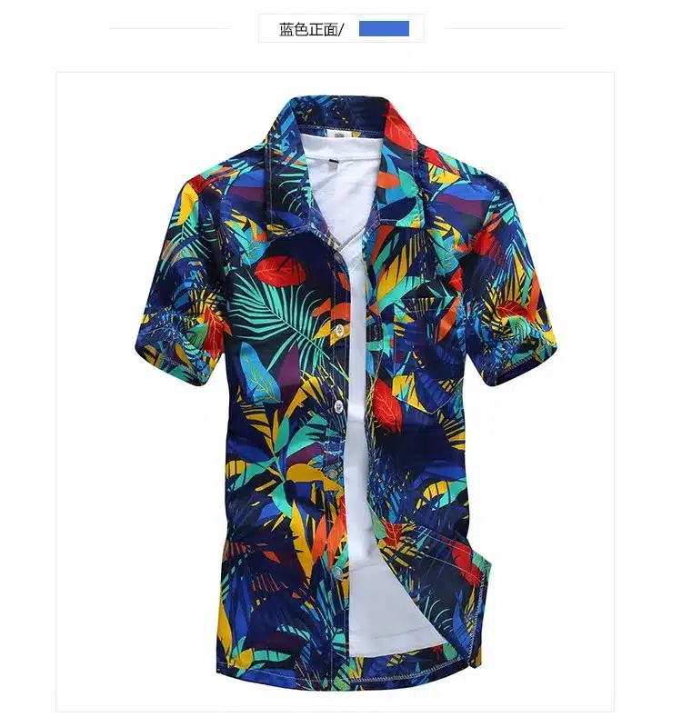 Mens Hawaiian Shirt Male Casual camisa masculina Printed Beach Shirts Short Sleeve brand clothing Free Shipping Asian Size 4XL 14
