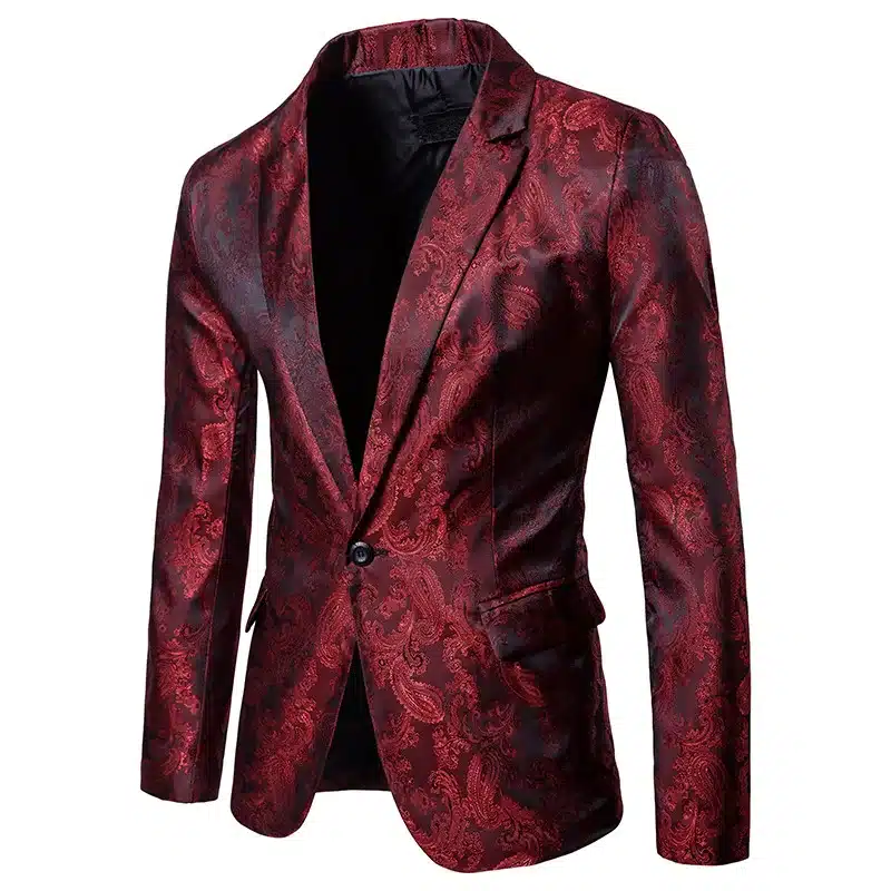 Blazer Men casual slik fabric 2018 Sping Brand New Male Single Button Slim Fit Fashion Blazer Red/Purple/Black Available XXL 20