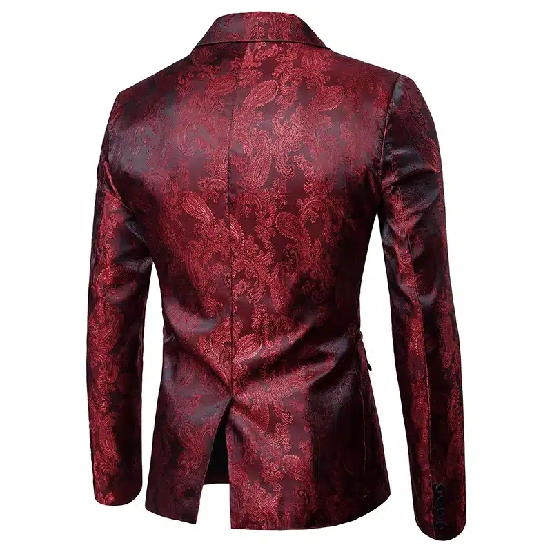 Blazer Men casual slik fabric 2018 Sping Brand New Male Single Button Slim Fit Fashion Blazer Red/Purple/Black Available XXL 21