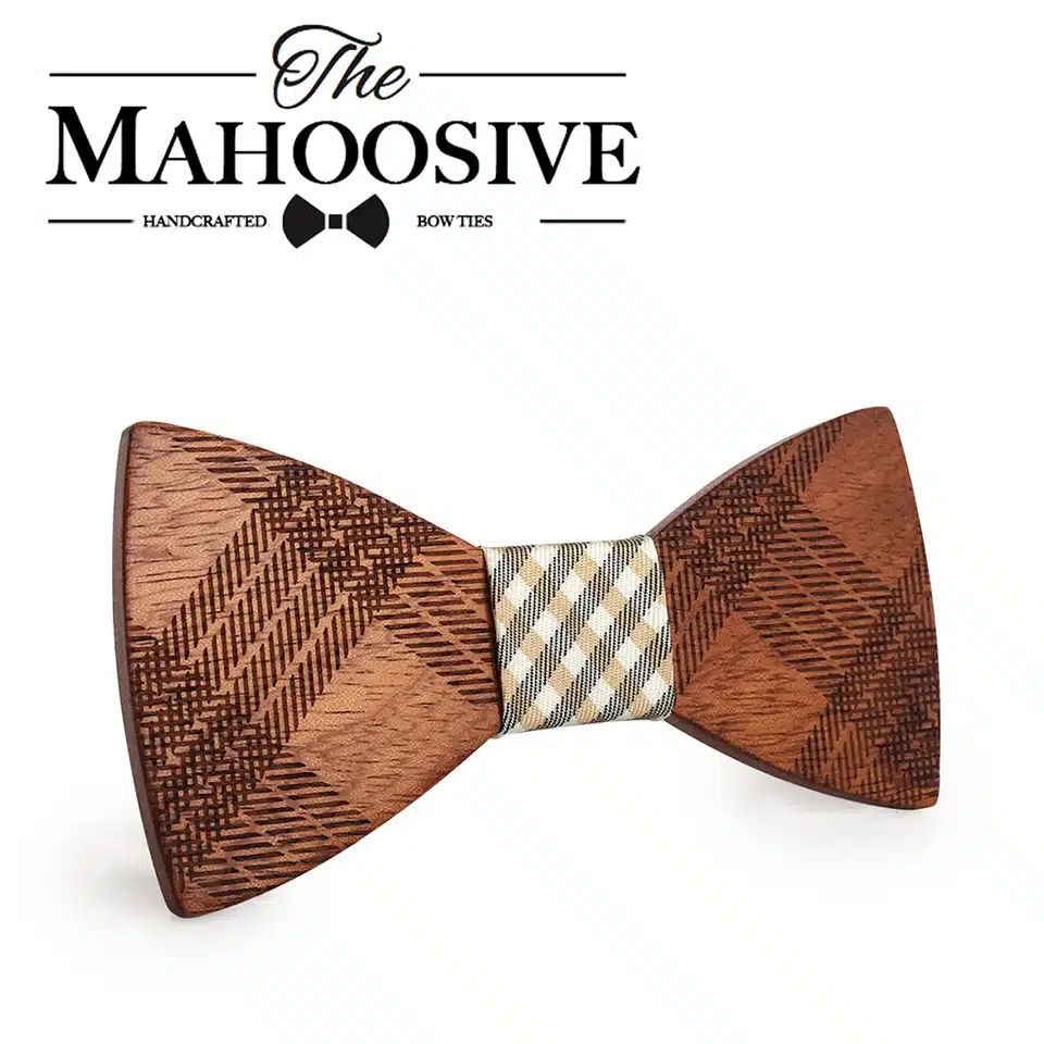 Mahoosive Wood Bow Ties for Mens Wedding Suits Wooden Bow Tie Butterfly Shape Bowknots Gravatas Slim Cravat 12