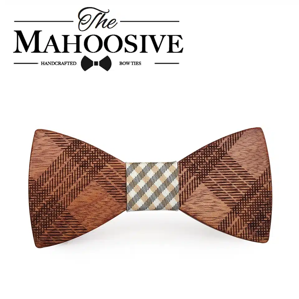 Mahoosive Wood Bow Ties for Mens Wedding Suits Wooden Bow Tie Butterfly Shape Bowknots Gravatas Slim Cravat 13