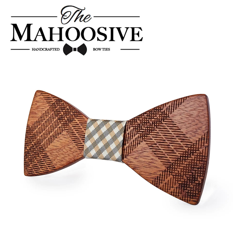 Mahoosive Wood Bow Ties for Mens Wedding Suits Wooden Bow Tie Butterfly Shape Bowknots Gravatas Slim Cravat 14
