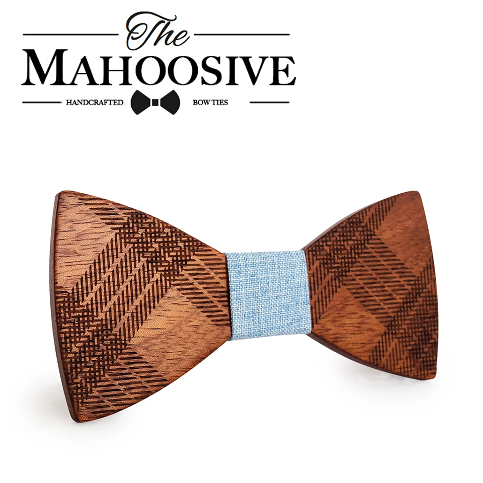 Mahoosive Wood Bow Ties for Mens Wedding Suits Wooden Bow Tie Butterfly Shape Bowknots Gravatas Slim Cravat 15