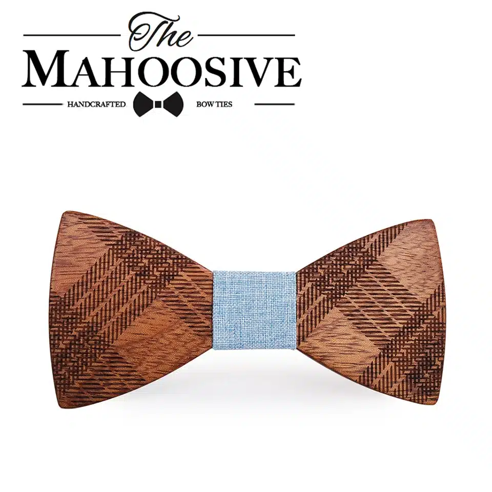 Mahoosive Wood Bow Ties for Mens Wedding Suits Wooden Bow Tie Butterfly Shape Bowknots Gravatas Slim Cravat 16