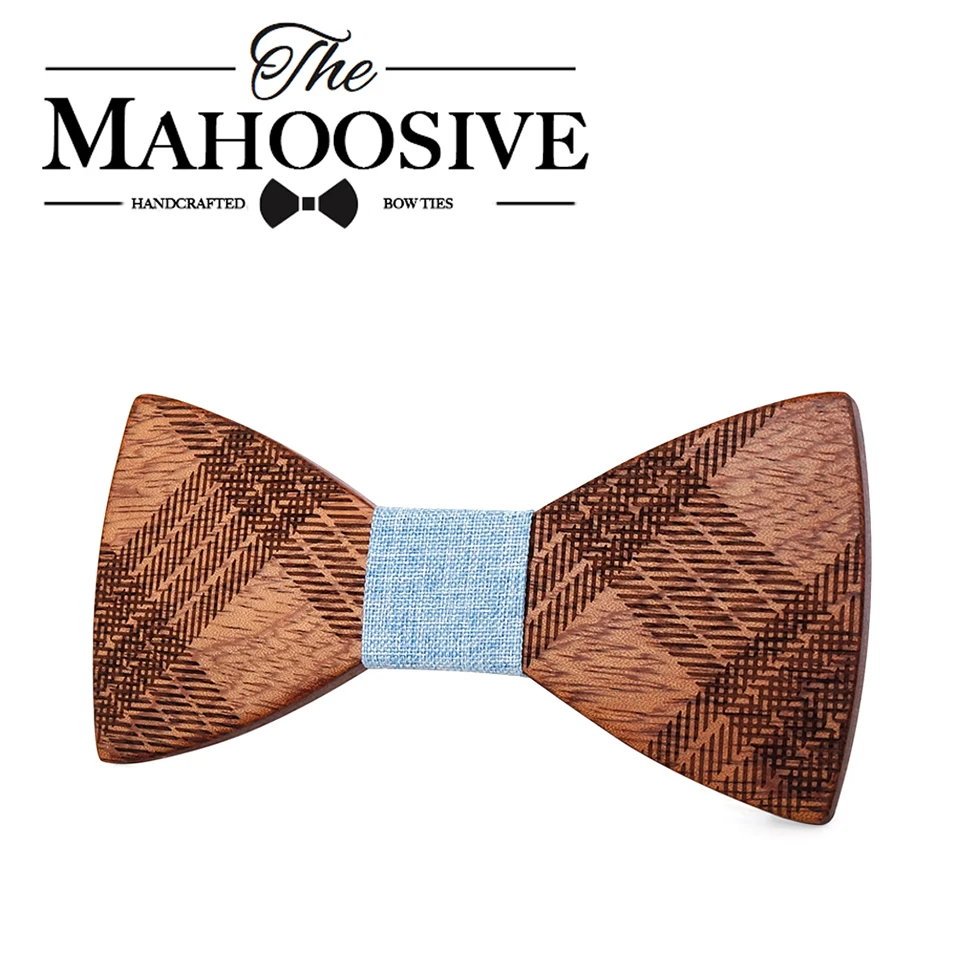 Mahoosive Wood Bow Ties for Mens Wedding Suits Wooden Bow Tie Butterfly Shape Bowknots Gravatas Slim Cravat 17