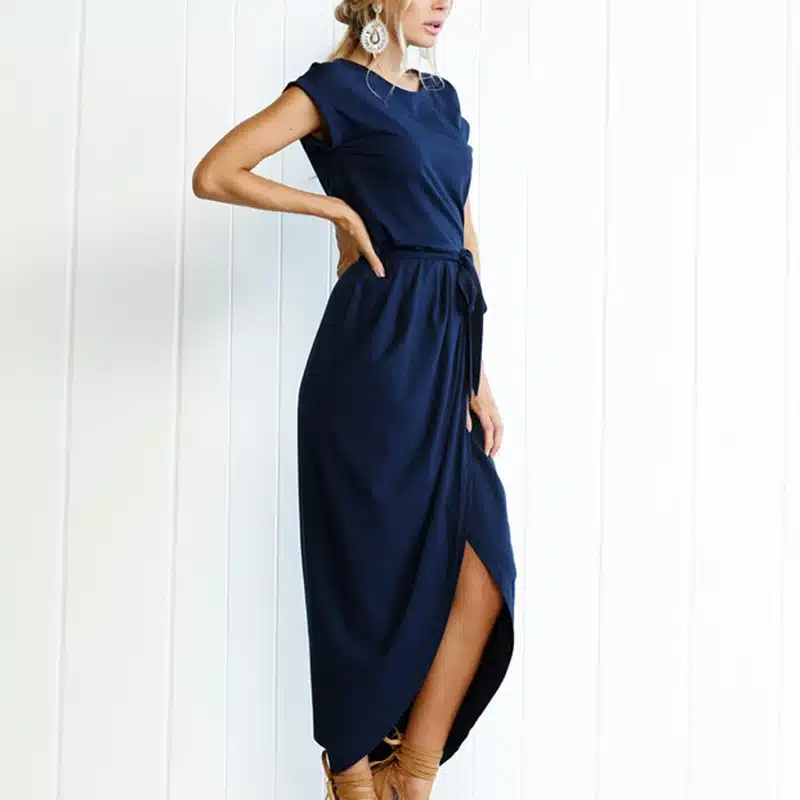 Summer Women Dress 2019 Solid Plus Size Women Long Dress Short Sleeve Sexy Irregular Party Casual Maxi Dresses Dropshing LDQ719 16
