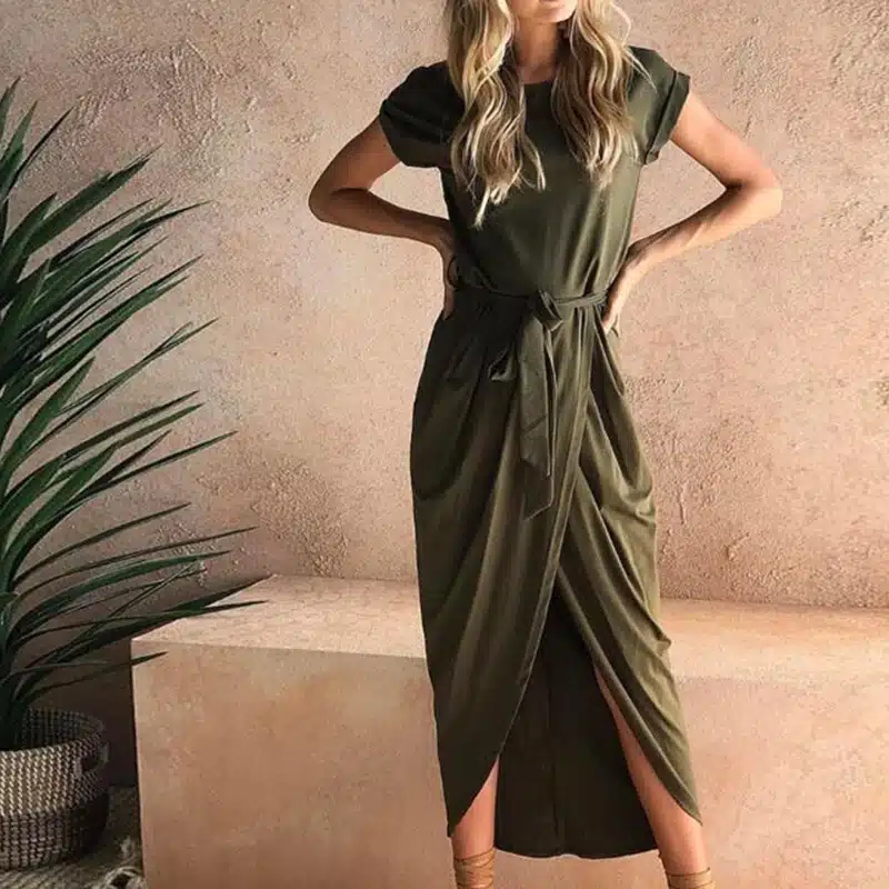 Summer Women Dress 2019 Solid Plus Size Women Long Dress Short Sleeve Sexy Irregular Party Casual Maxi Dresses Dropshing LDQ719 18