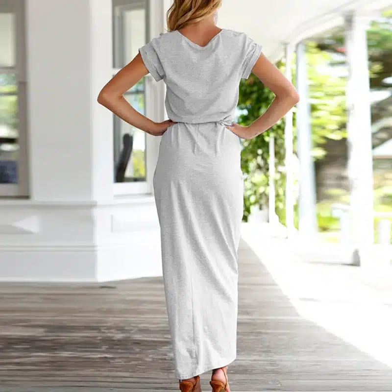 Summer Women Dress 2019 Solid Plus Size Women Long Dress Short Sleeve Sexy Irregular Party Casual Maxi Dresses Dropshing LDQ719 24