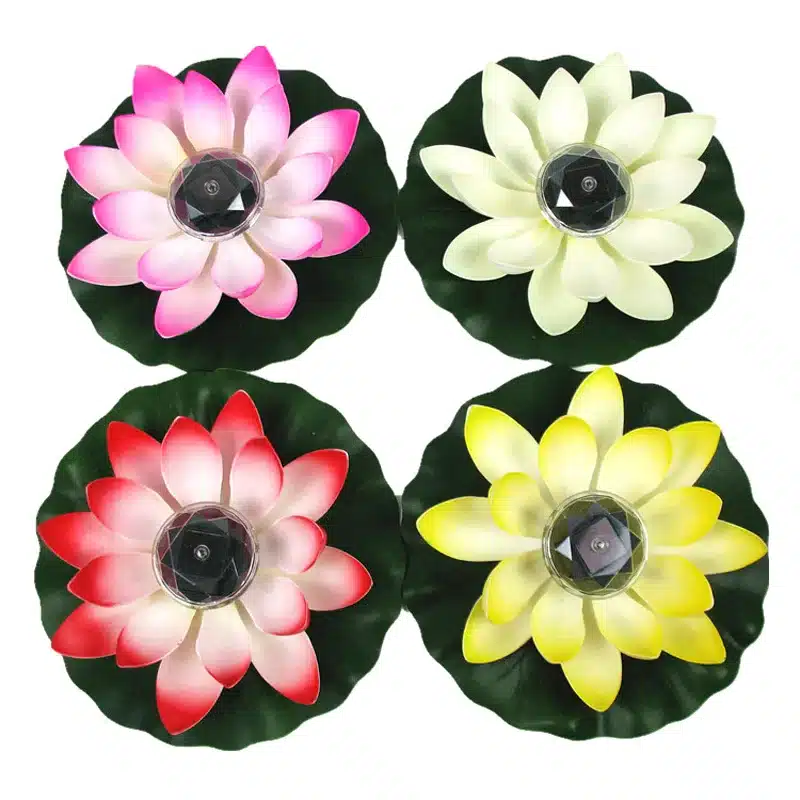 Solar Powered LED Lotus Flower Lamp Water Resistant Outdoor Floating Pond Night-Light for Garden Pool party Garden Decoration 16