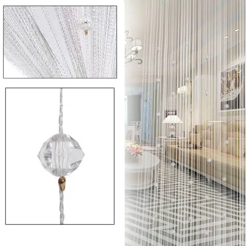 Tassel Curtain Crystal Beads Tassel Silk String Curtain Window Valance Door Divider Sheer Panel Curtains 3