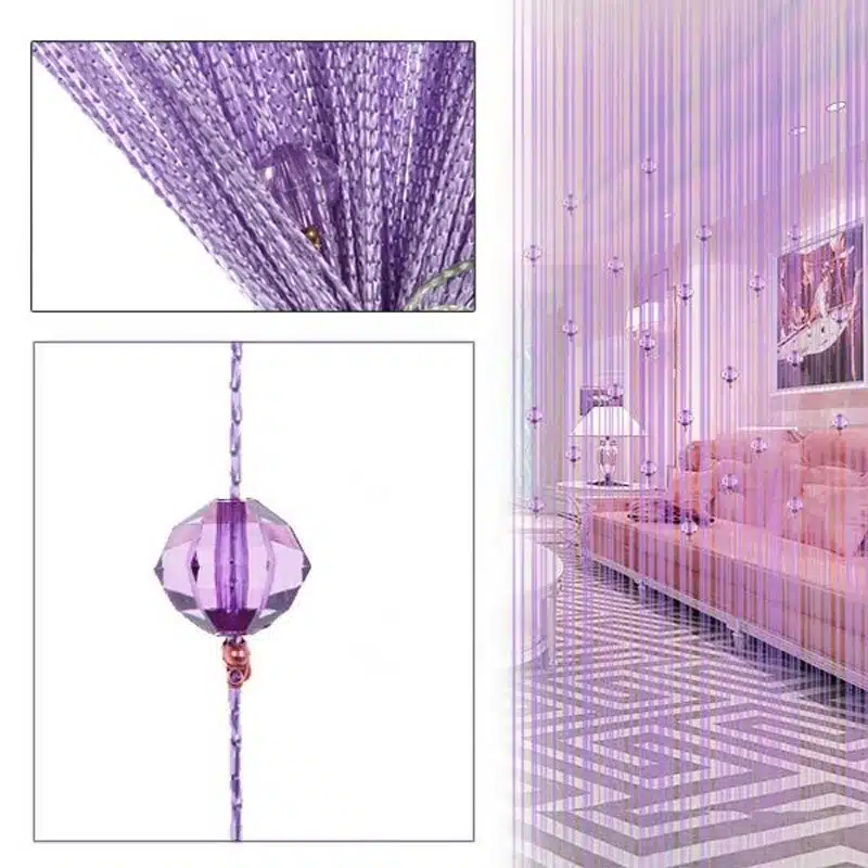 Tassel Curtain Crystal Beads Tassel Silk String Curtain Window Valance Door Divider Sheer Panel Curtains 4