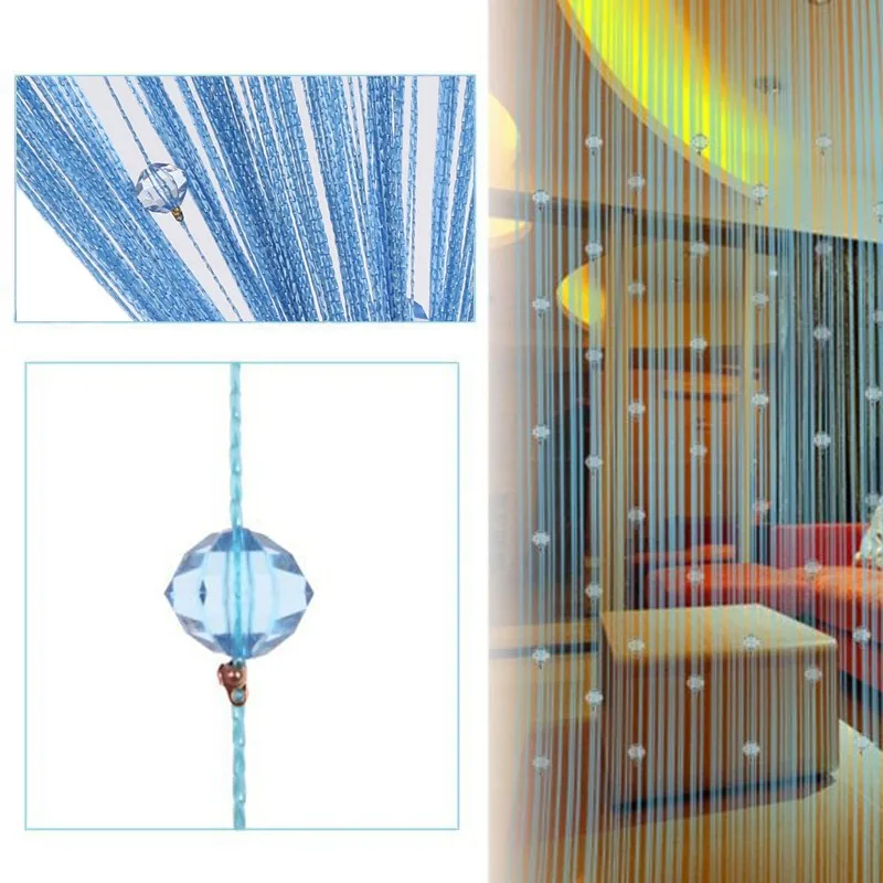 Tassel Curtain Crystal Beads Tassel Silk String Curtain Window Valance Door Divider Sheer Panel Curtains 7