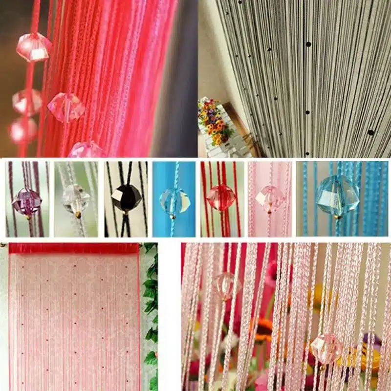 Tassel Curtain Crystal Beads Tassel Silk String Curtain Window Valance Door Divider Sheer Panel Curtains 14