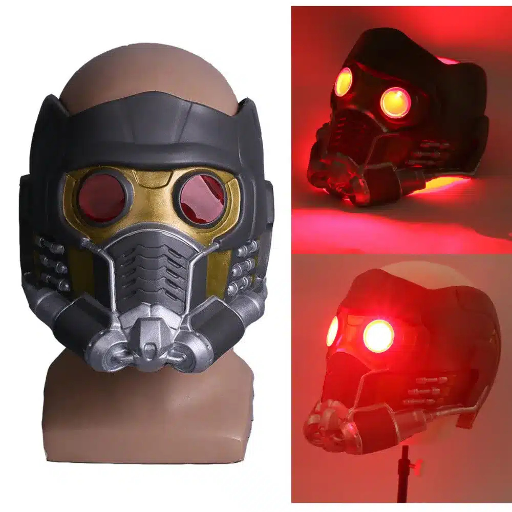 Cosplay Star Lord LED Helmet Latex Infinity War Quill LED Mask Superhero Props (9)
