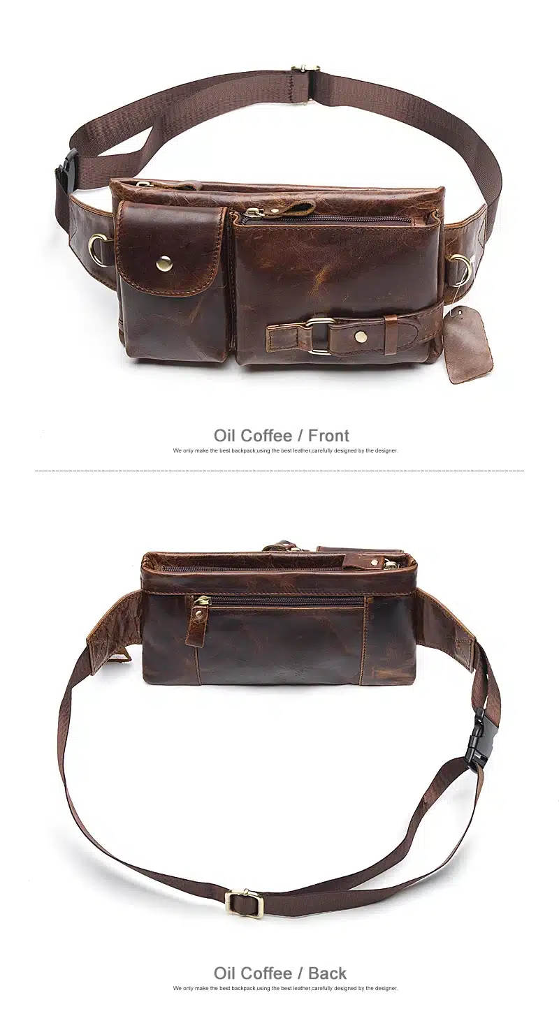WESTAL Genuine Leather Waist Packs Fanny Pack Belt Bag Phone Pouch Bags Travel Waist Pack Male Small Waist Bag Leather Pouch 16