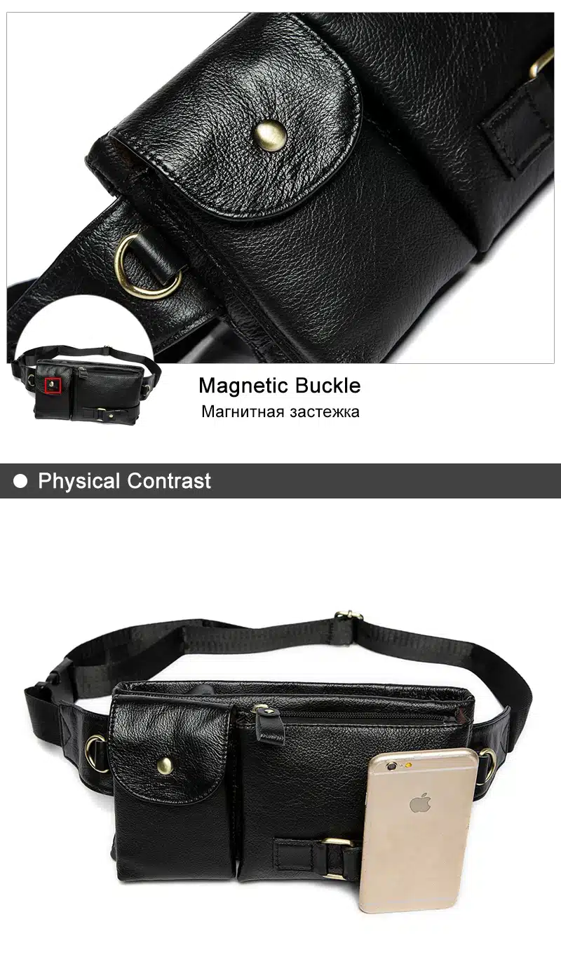 WESTAL Genuine Leather Waist Packs Fanny Pack Belt Bag Phone Pouch Bags Travel Waist Pack Male Small Waist Bag Leather Pouch 18