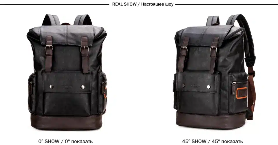 VICUNA POLO Simple Patchwork Large Capacity Mens Leather Backpack For Travel Casual Men Daypacks Leather Travle Backpack mochila 10