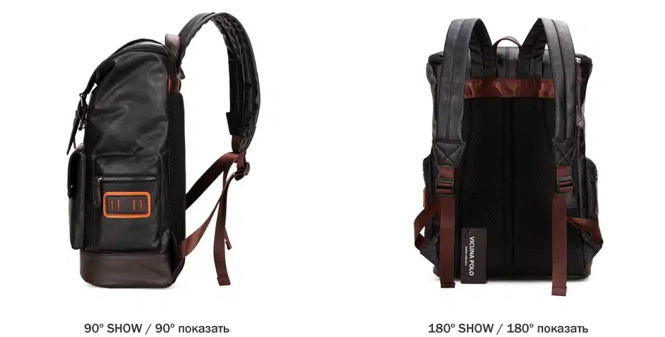 VICUNA POLO Simple Patchwork Large Capacity Mens Leather Backpack For Travel Casual Men Daypacks Leather Travle Backpack mochila 11